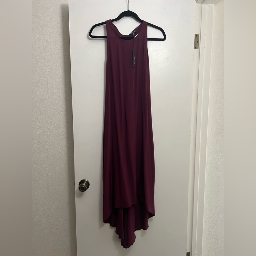 NWT Acrobat plum silk long high low dress